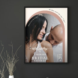 Boho Modern Båge Foto Bröllopsdusch Välkommen Poster