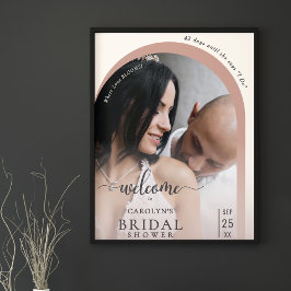 Boho Modern Båge Foto Bröllopsfest Välkommen Poster