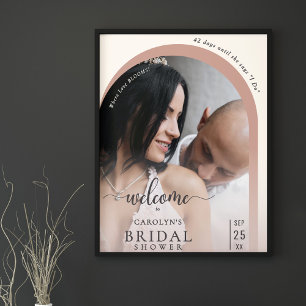 Boho Modern Båge Foto Bröllopsfest Välkommen Poster