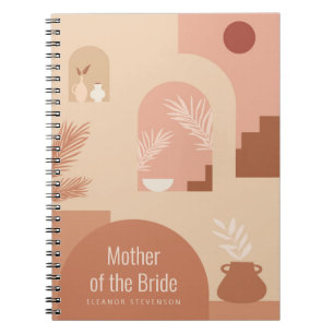 Boho Modern Blommigt Art Terracotta Brudens sida Anteckningsbok