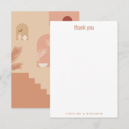 Boho Modern Blommigt Art Terracotta Personlig Tack Kort