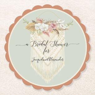 BOHO Modern Blommigt Greenery Macrame Möhippa Underlägg Papper