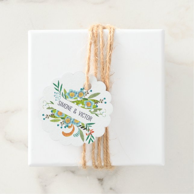 Boho Modern Blommigt Lily i Valley Bröllop Gåvor Etiketter (På plats)