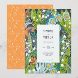 Boho Modern Blommigt Lily i Valley Bröllop Inbjudningar