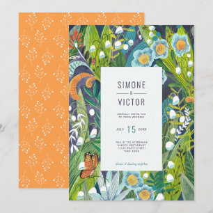 Boho Modern Blommigt Lily i Valley Bröllop Inbjudningar
