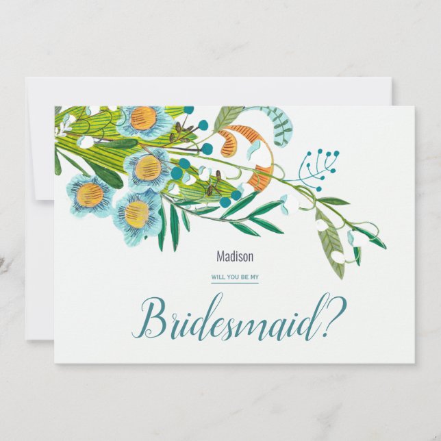 Boho Modern Blommigt Lily of Valley Bridesmaid Inbjudningar (Framsida)