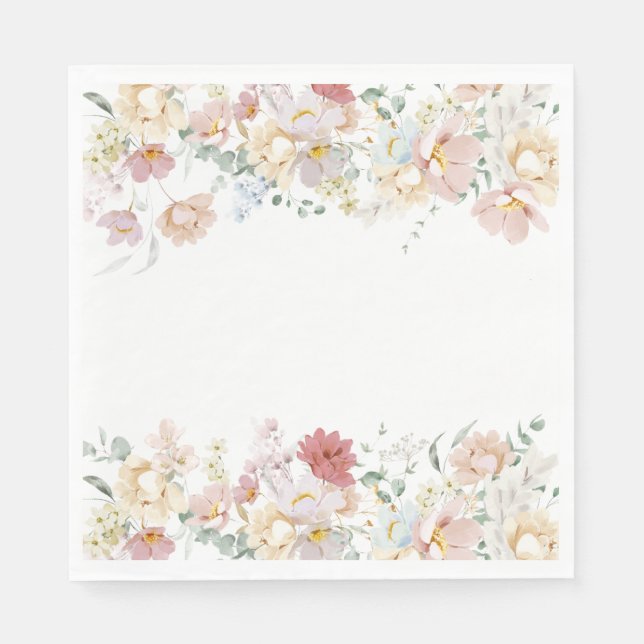 Boho Modern Blommigt Shower Papper Napkins Pappersservett (Framsidan)