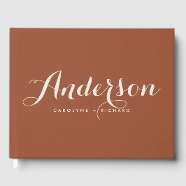 Boho Modern Calligraphy Terracotta Bröllop Gästböcker