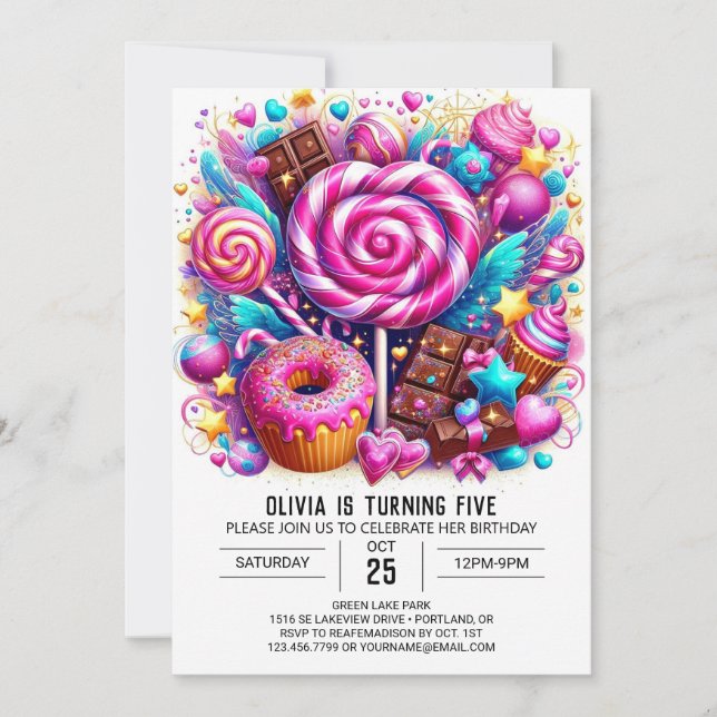 Boho Modern Candyland Digital Birthday Inbjudningar (Framsida)