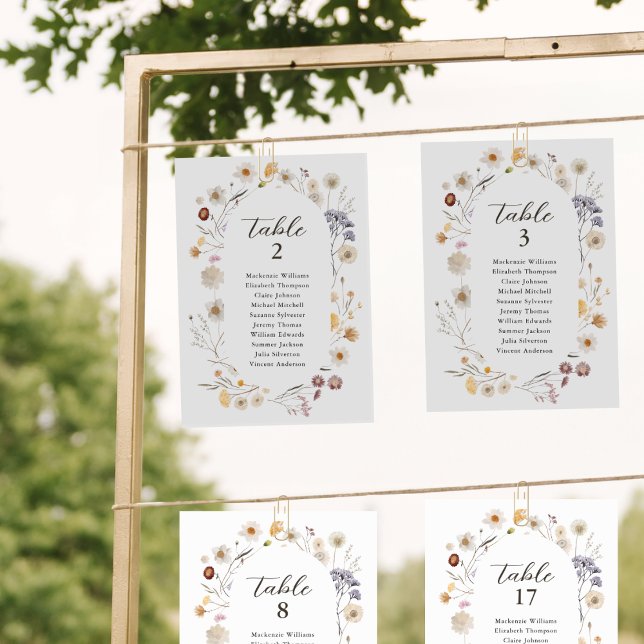 Boho Modern Card för Wildblomma Bord-sätesdiagram Inbjudningar (Skapare uppladdad)
