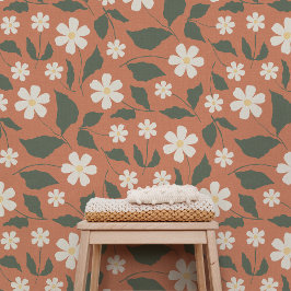 Boho Modern Daisy Mönster Terrakotta Salvia
