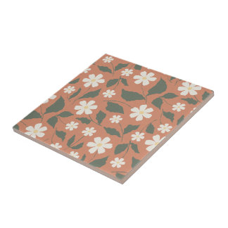 Boho Modern Daisy Mönster Terrakotta Salvia Kakelplatta
