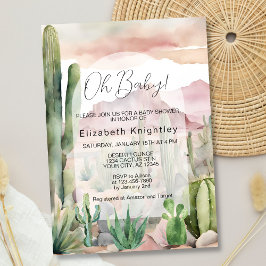 Boho Modern Desert Nature Cactus Baby Shower Inbjudningar