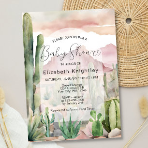 Boho Modern Desert Nature Cactus Baby Shower Inbjudningar