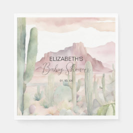 Boho Modern Desert Nature Cactus Baby Shower Pappersservett