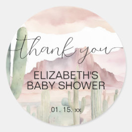 Boho Modern Desert Nature Cactus Baby Shower Runt Klistermärke