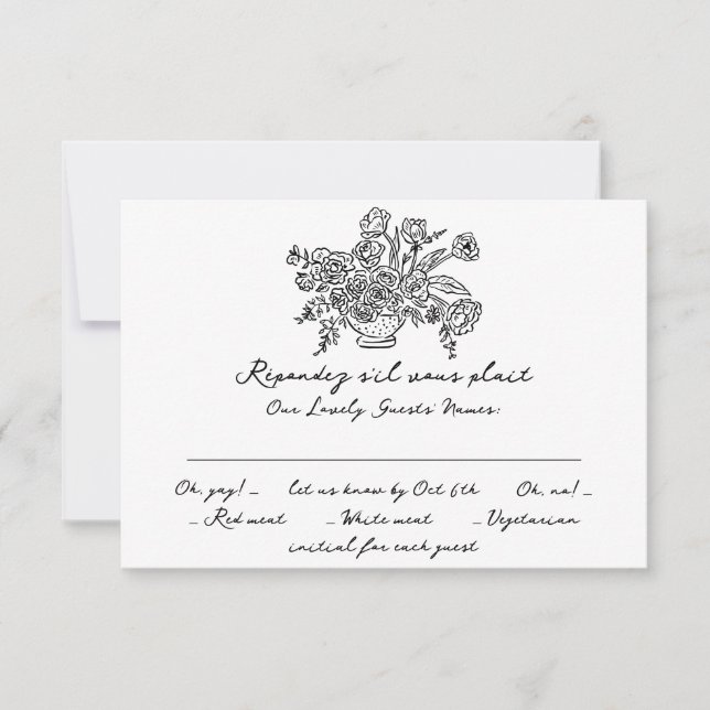 Boho Modern Doodle Hand plockade Black & White Sim OSA Kort (Framsida)