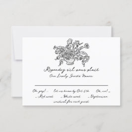 Boho Modern Doodle Hand plockade Black & White Sim OSA Kort