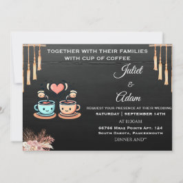 boho, modern elegant Coffee Bröllop Inbjudningar