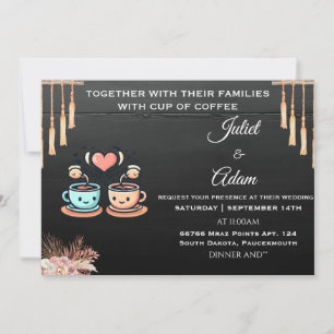boho, modern elegant Coffee Bröllop Inbjudningar