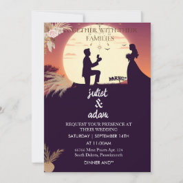 boho, modern elegant Twilight Bröllop Inbjudningar