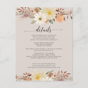 BOHO Modern Fall Blommigt Watercolor Organic Earth Tilläggskort