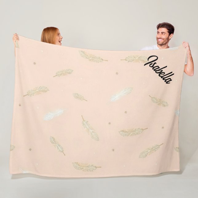 Boho Modern Fjädrar Lyxig Kollektion Fleecefilt (På plats)