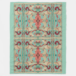 Boho Modern Fleur de Lis Deco rosor, kräm, Aqua Fleecefilt