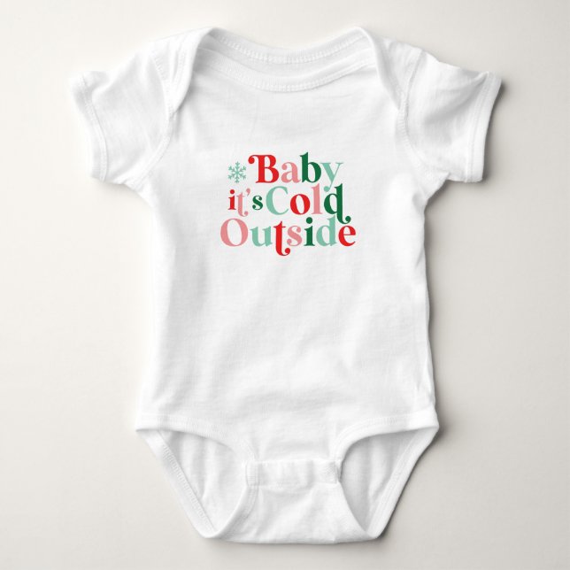 Boho Modern Font Baby It's Cold Outside Jul T Shirt (Framsida)