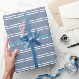 Boho Modern Gender Neutral Striped Coastal Blue Presentpapper
