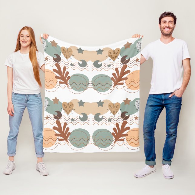 Boho modern geometric wallpaper fleecefilt (På plats)
