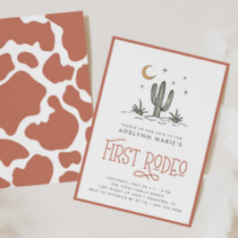 Boho  Modern Girls First Rodeo 1:a födelsedagen Inbjudningar