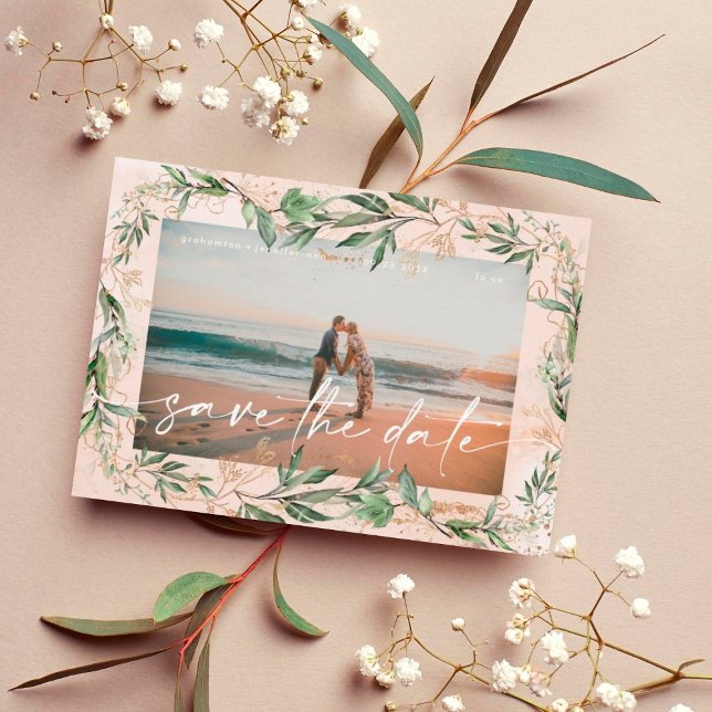 Boho Modern Golden Eucalyptus Greenery Abstrakt SA Spara Datumet (Skapare uppladdad)