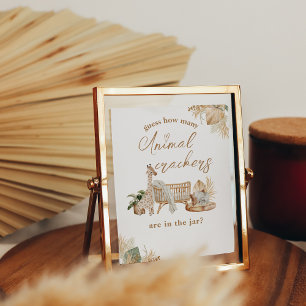 Boho Modern Heart Font Baby Shower Game Sign Poster