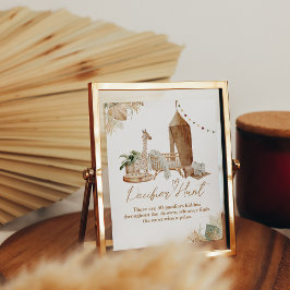 Boho Modern Heart Font Baby Shower Nappar Hunt Poster