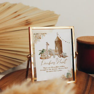 Boho Modern Heart Font Baby Shower Nappar Hunt Poster