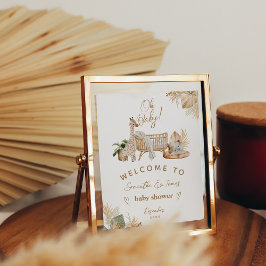 Boho Modern Heart Font Baby Shower Välkommen Poster