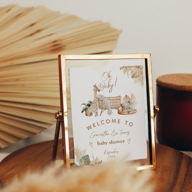 Boho Modern Heart Font Baby Shower Välkommen Poster (Skapare uppladdad)