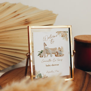 Boho Modern Heart Font Baby Shower Välkommen Poster