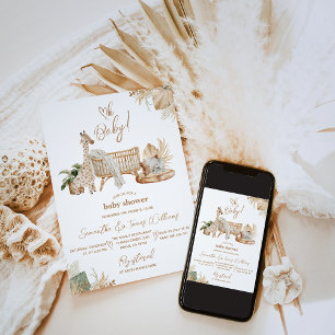 Boho Modern Heart Gender Neutral Baby Shower Inbjudningar