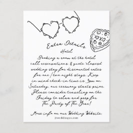 Boho Modern Hearts Doodle Hand plockade Black & Wh Tilläggskort