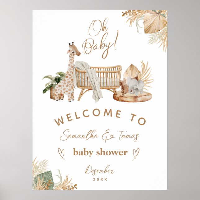 Boho Modern Könsneutral Bebis Shower Poster (Framsidan)