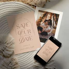 Boho Modern Minimalist Arch Photo Spara datum Inbjudningar