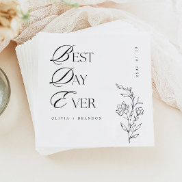 Boho Modern Minimalist Bästa Dagen någonsin Bröllo Pappersservett
