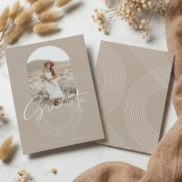 Boho Modern Minimalistisk Foto Båge Examen Annonse Inbjudningar
