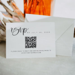 Boho Modern Minimalistisk QR-kod Bröllopsanmälan Inbjudningar