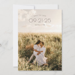 Boho Modern Minimalistisk Rustik Neutral Bröllop Spara Datumet