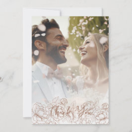 Boho Modern Mocha Mousse Blommigt Elegant Photo Tack Kort