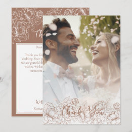Boho Modern Mocha Mousse Blommigt Elegant Photo Tack Kort