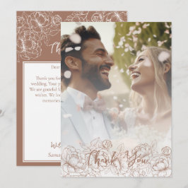 Boho Modern Mocha Mousse Blommigt Elegant Photo Tack Kort